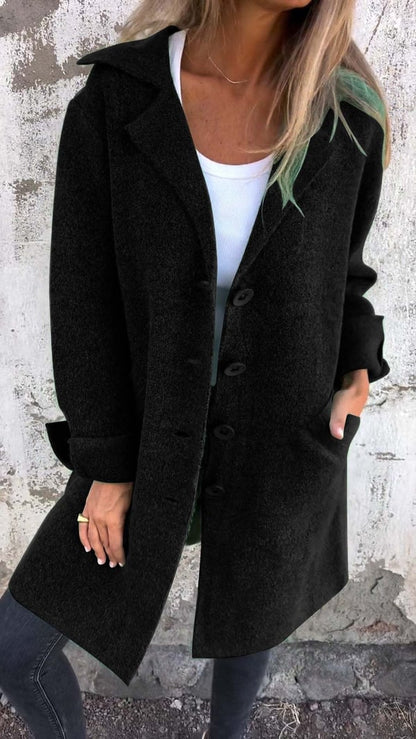 Baylea – Women's Long Wool Coat with Lapel