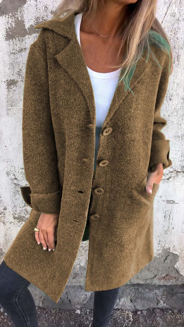 Baylea – Women's Long Wool Coat with Lapel