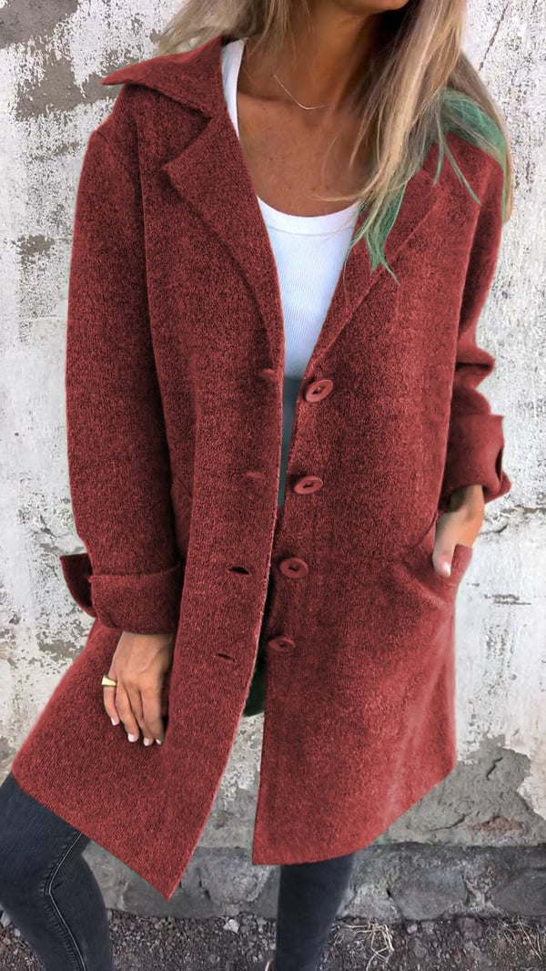 Baylea – Women's Long Wool Coat with Lapel