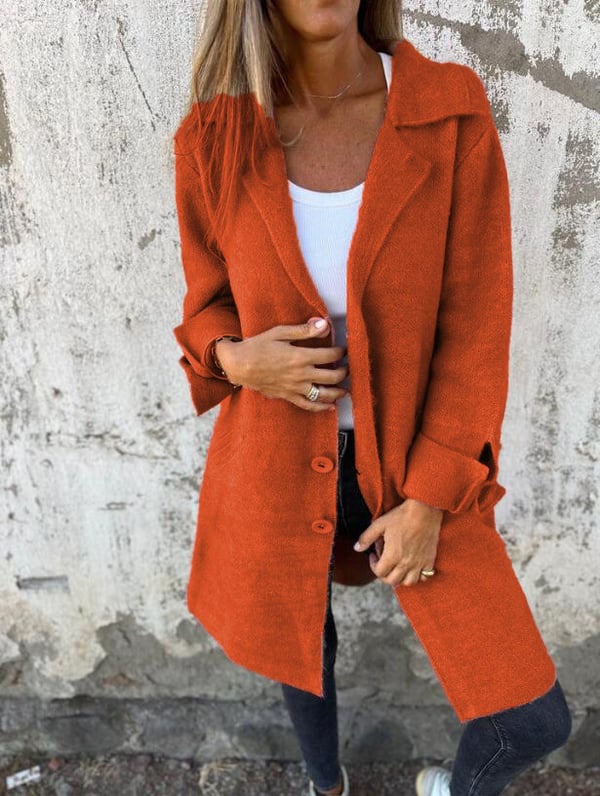 Baylea – Women's Long Wool Coat with Lapel