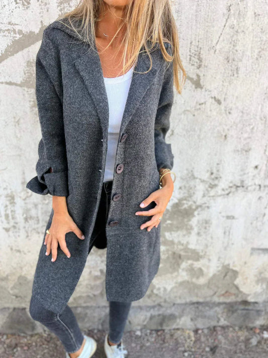 Baylea – Women's Long Wool Coat with Lapel