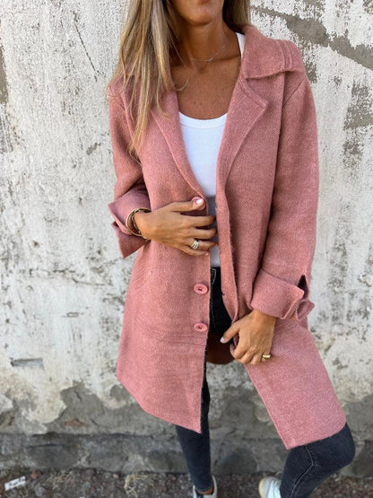 Baylea – Women's Long Wool Coat with Lapel
